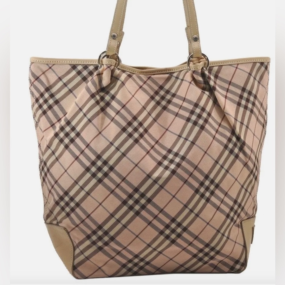Authentic Burberry Blue Label Tote Handbag Nylon Pink